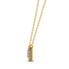 TJD 0,25 carati di diamante naturale rotondo e baguette in oro giallo 14KT - Collana a barretta