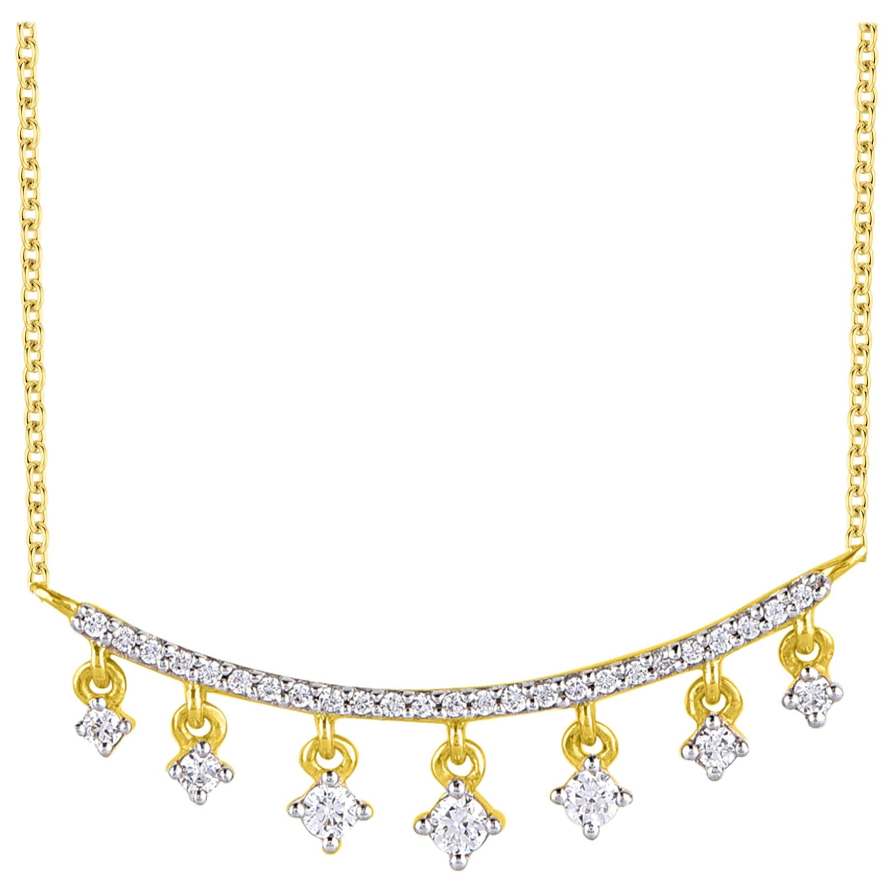 TJD 0.25 Carat Round Diamond 18 Karat Yellow Gold Designer Fashion Necklace For Sale