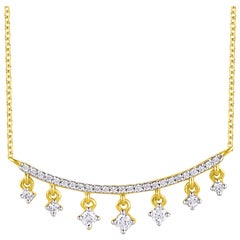 Used TJD 0.25 Carat Round Diamond 18 Karat Yellow Gold Designer Fashion Necklace
