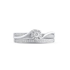 TJD 0,25 carati di diamante naturale taglio rotondo in oro bianco 14KT con cornice a vortice