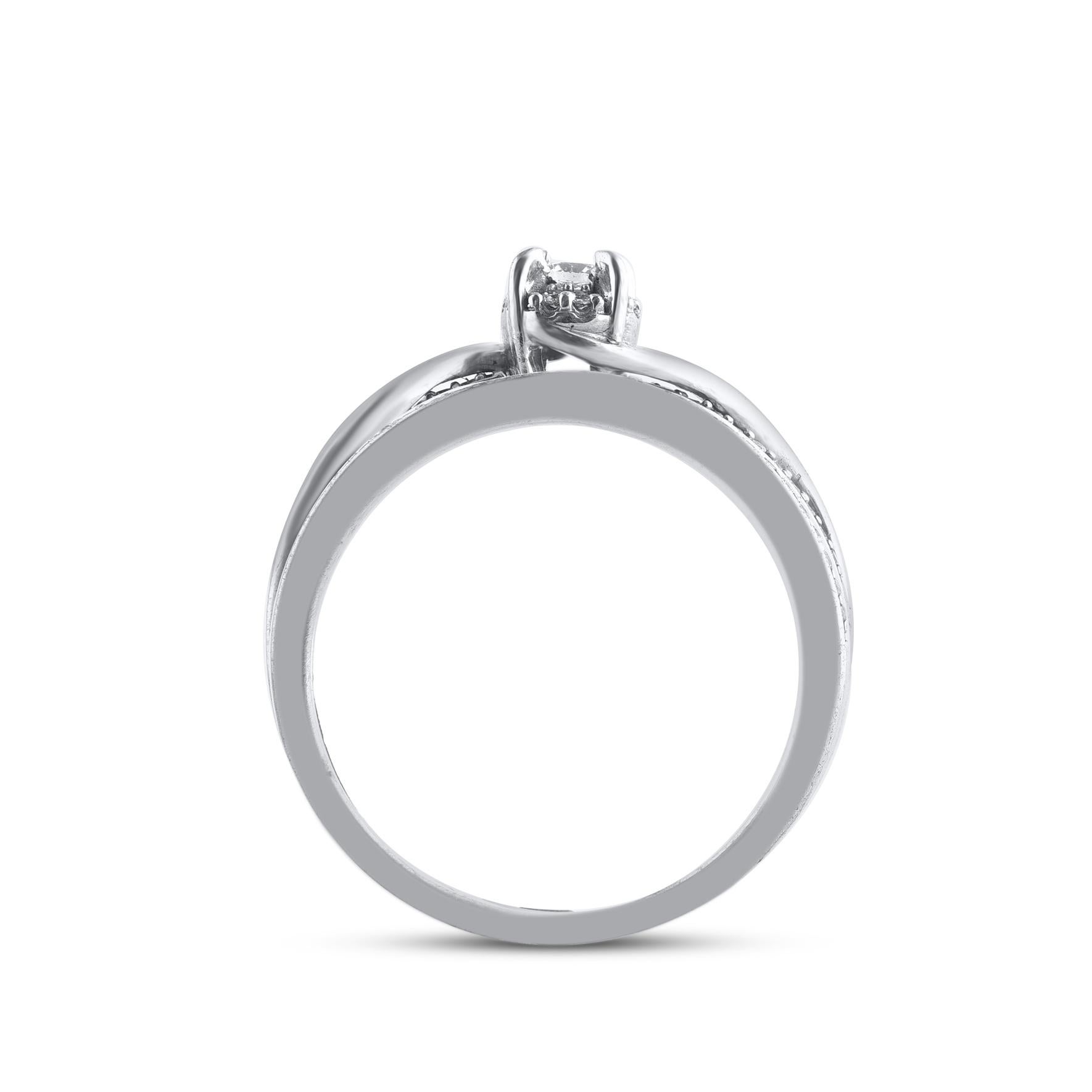 Women's TJD 0.25 Carat Natural Round Cut Diamond 14KT White Gold Swirl Frame Bridal Set For Sale