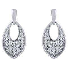 TJD 0.25 carat Natural Round Diamond 14 Karat White Gold Teardrop Earrings