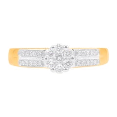 TJD 0,25 Karat natürlicher runder Diamant 14 Karat Gelbgold Verlobungsring