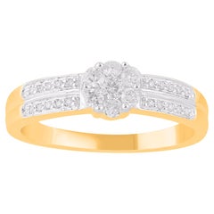 TJD 0.25 Carat Natural Round Diamond 14 Karat Yellow Gold Engagement Band Ring