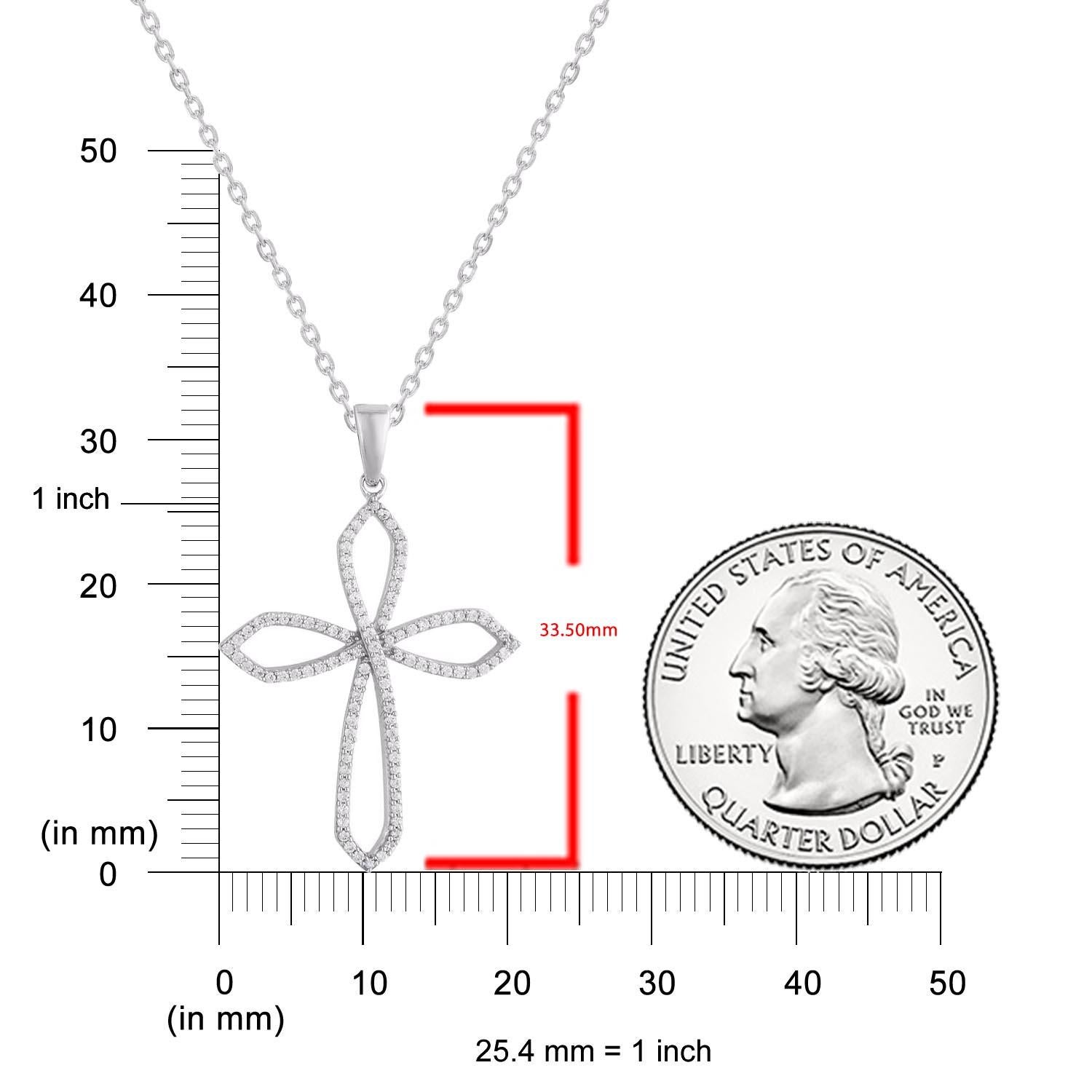 Moderne Collier pendentif croix en or blanc 14 carats avec diamants ronds naturels de 0,25 carat TJD en vente