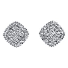 TJD 0.25 Carat Natural Round Diamond 14KT White Gold Halo Stud Earrings