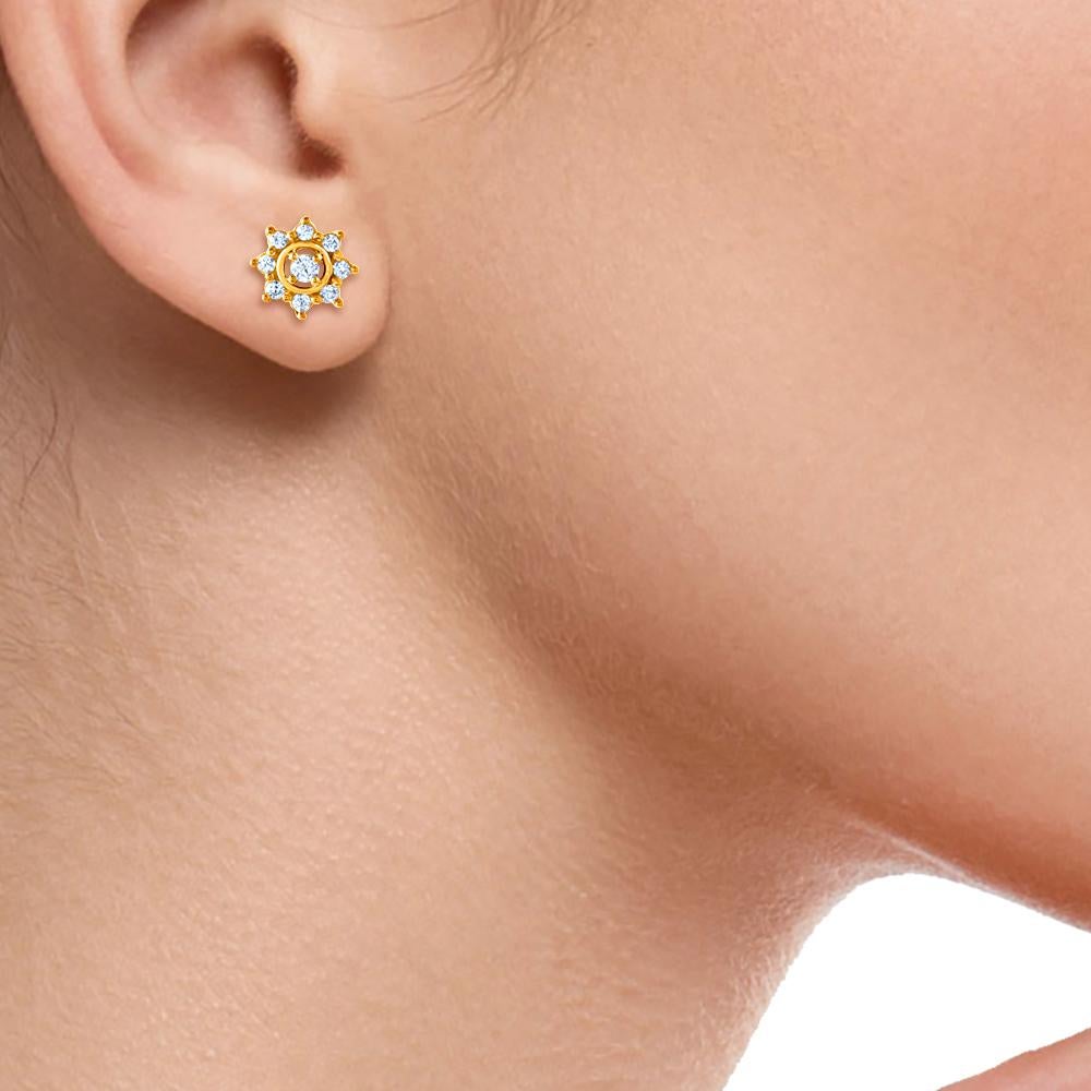 Make any day special when you wear these captivating and elegant flower stud earrings. Crafted in 14KT yellow gold, each petal is accented by 18 round diamond set in channel and prong setting, H-I color I2 clarity. Captivating with 0.25 carats