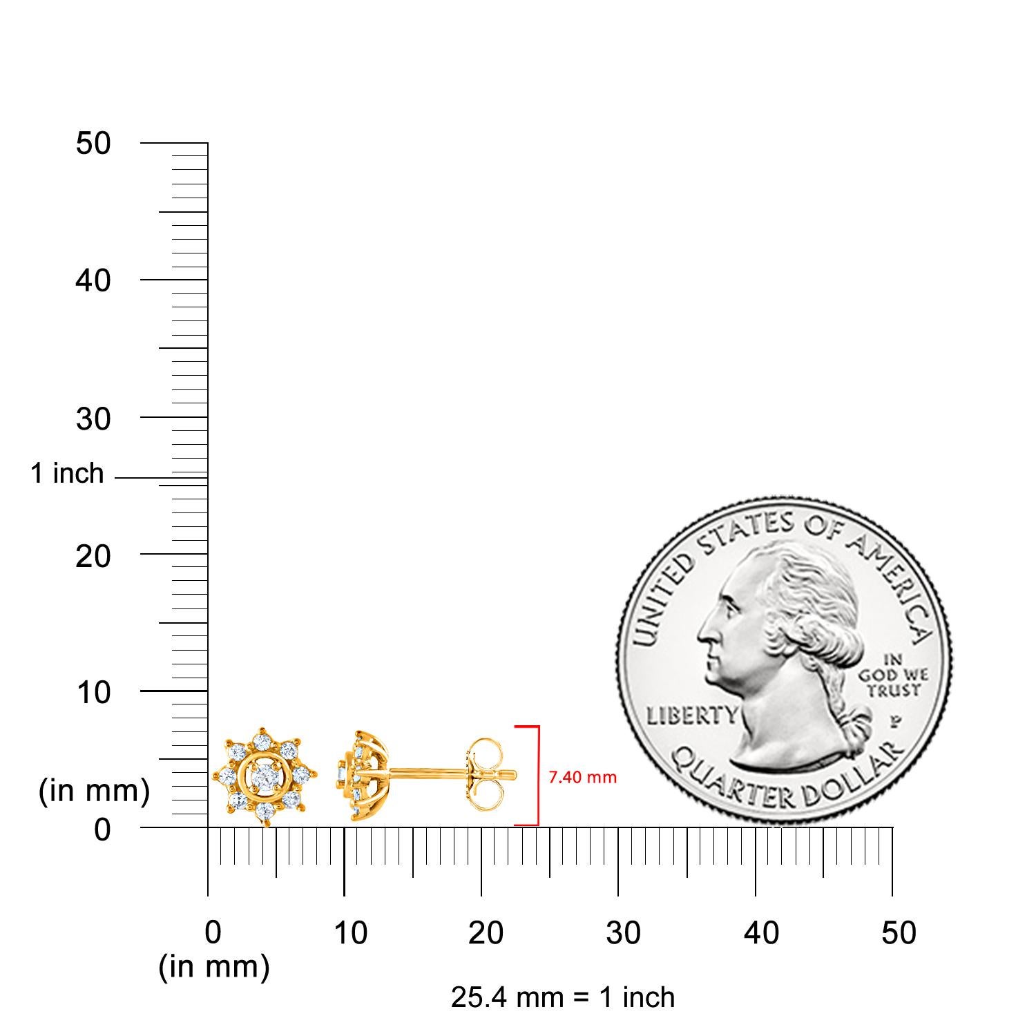 Contemporary TJD 0.25 Carat Natural Round Diamond 14KT Yellow Gold Flower Stud Earrings For Sale