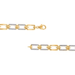TJD 0.25 Carat Natural Round Diamond 14KT Yellow Gold Paper Clip Link Bracelet