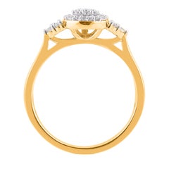 TJD 0.25 Carat Pear Shape Halo Diamond Ring in 14K Yellow Gold