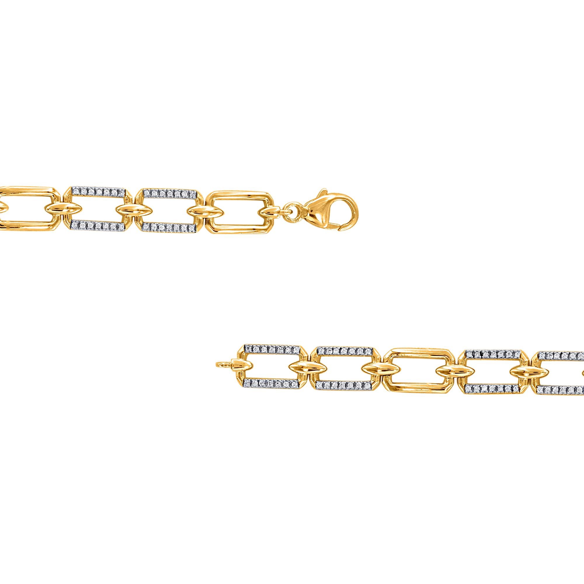 Moderne Bracelet à maillons en or jaune 18 carats avec diamants ronds naturels de 0,25 carat TJD en vente