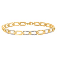 Bracelet à maillons en or jaune 18 carats avec diamants ronds naturels de 0,25 carat TJD