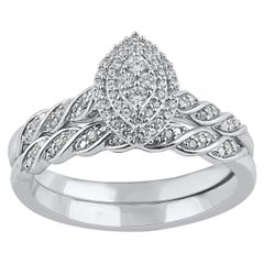 TJD 0,25 carati di diamante rotondo naturale in oro bianco con forma a marquise