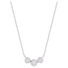 TJD 0.25 Carat Natural White Diamond 14 Karat White Gold Halo Necklace