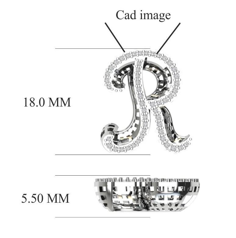 TJD 0,25 Karat R' Initial 3D Alphabet-Diamant-Anhänger aus 18 Karat Roségold Damen im Angebot