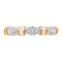 Anello nuziale in oro giallo 14KT con diamante rotondo e taglio baguette da 0,25 carati di TJD