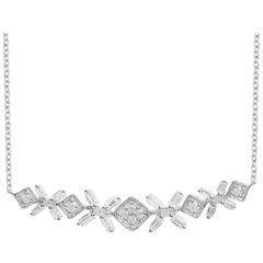 TJD 0.25 Carat Round & Baguette Diamond 14 Karat White Gold Designer Pendant