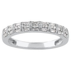 Alliance empilable en or 14 carats avec diamants ronds et baguettes de 0,25 carat TJD