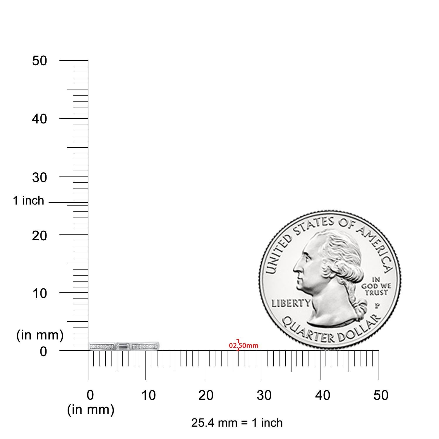 Taglio brillante TJD Anello a fascia impilabile in oro bianco 14KT con diamanti tondi e baguette da 0,25 carati in vendita