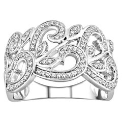 TJD 0.25 Carat Round Diamond 14 Karat Gold Art Deco Inspired Fashion Band Ring