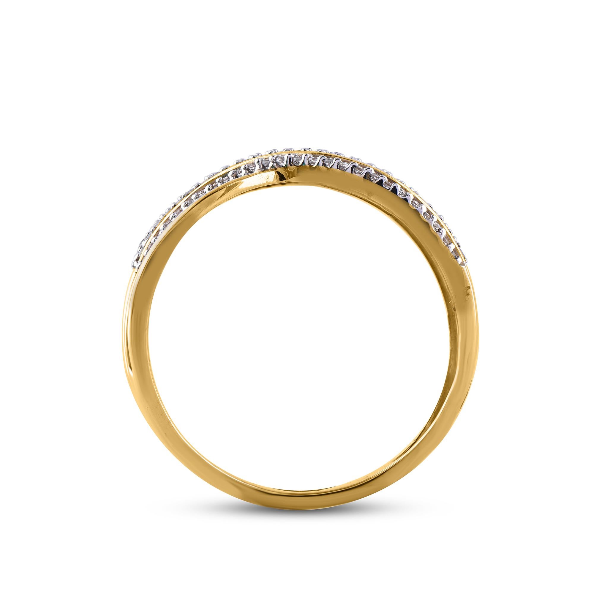 Alliance de style Art déco en or 14 carats avec diamants ronds de 0,25 carat TJD Pour femmes en vente