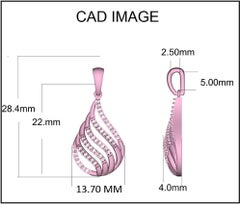 TJD 0.25 Carat Round Diamond 14 Karat Gold Pear Shape Designer Fashion Pendant