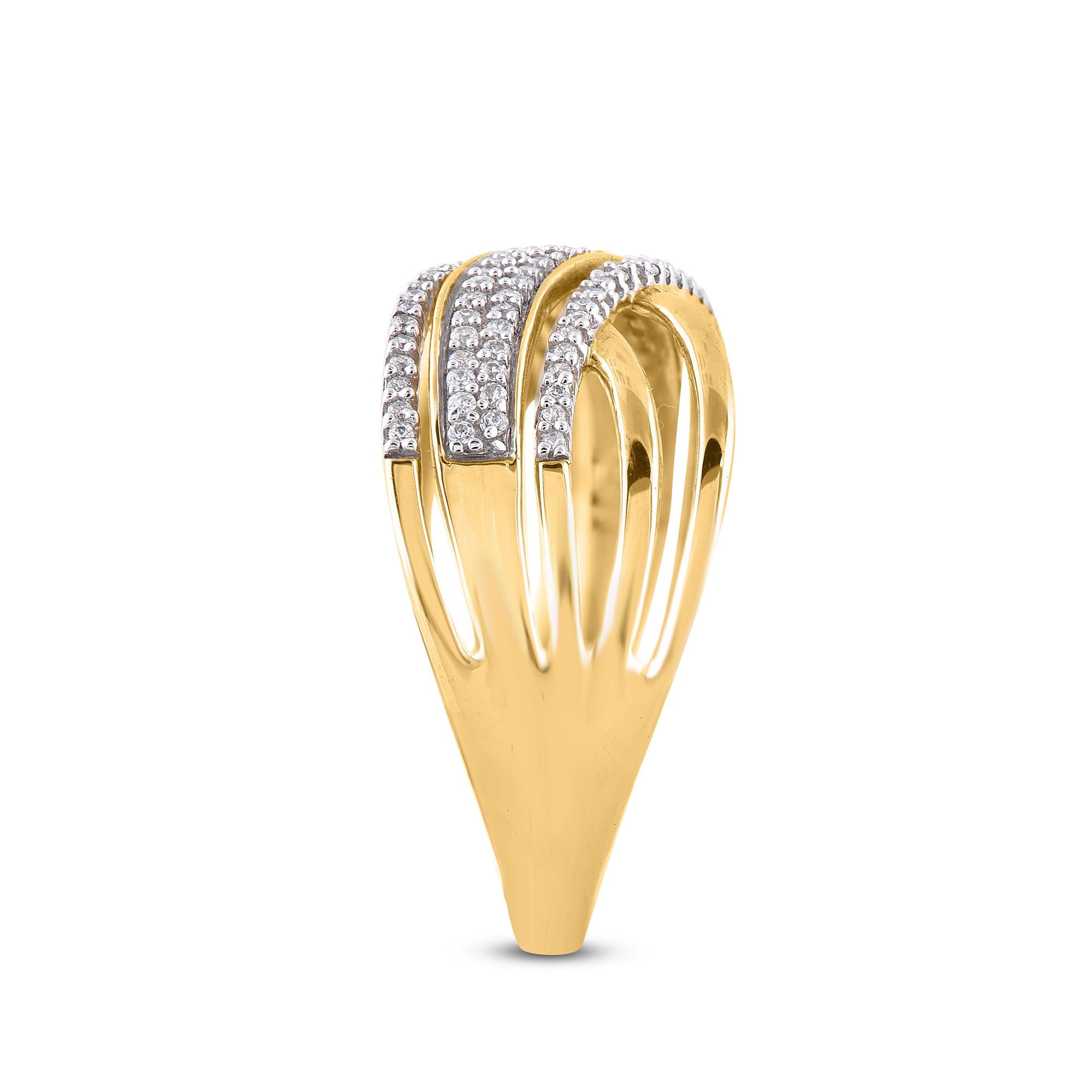 TJD 0,25 Karat runder Diamant 14 Karat Gold Art Deco Stil Netz Ehering im Zustand „Neu“ im Angebot in New York, NY