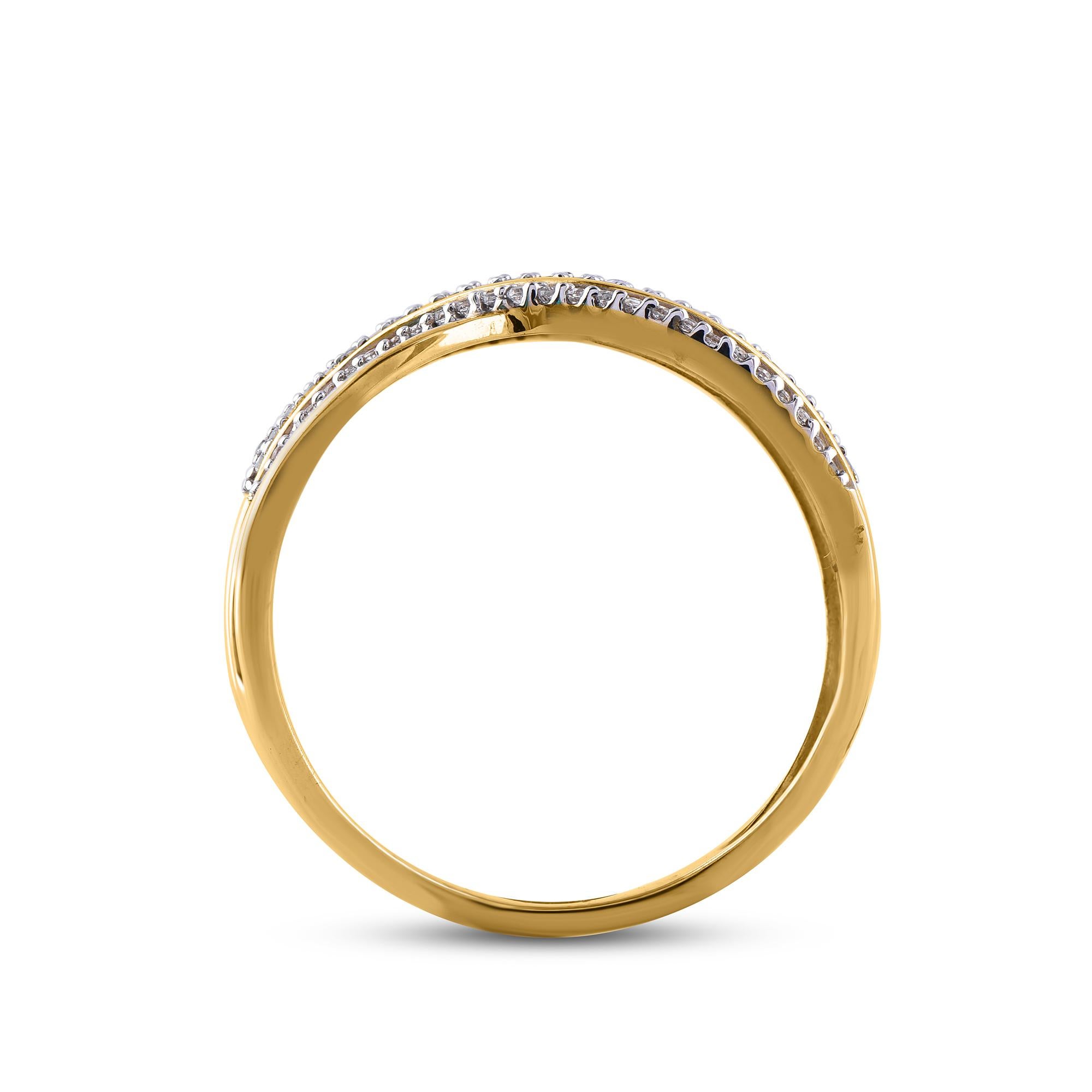 TJD 0,25 Karat runder Diamant 14 Karat Gold Art Deco Stil Netz Ehering Damen im Angebot