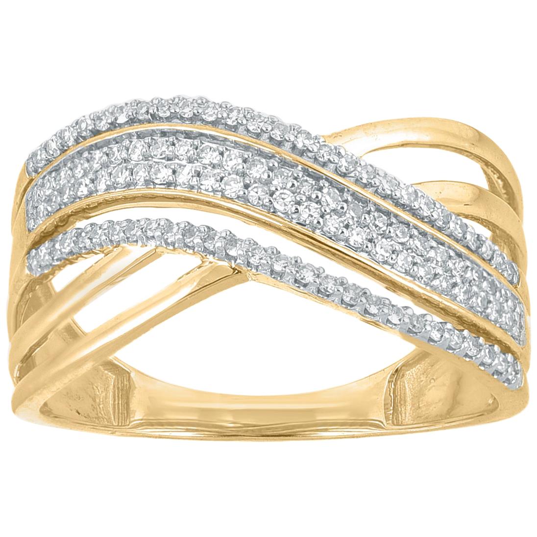 TJD 0.25Carat Round Diamond 14 Karat Gold Art Deco Style Net Wedding Band Ring