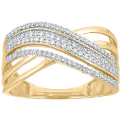 TJD 0,25 Karat runder Diamant 14 Karat Gold Art Deco Stil Netz Ehering