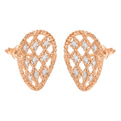 TJD Pendientes de diamante redondo de 0,25 quilates y oro rosa de 14 quilates con círculo trenzado