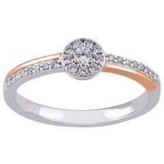 Bague de fiançailles de mariage de mariage bicolore 14 carats avec diamants ronds de 0,25 carat TJD