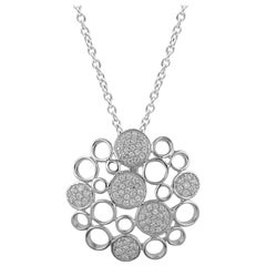 TJD 0.25 Carat Round Diamond 14 Karat White Gold Bubble Cluster Circular Pendant