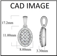 TJD 0.25 Carat Round Diamond 14 Karat Yellow Gold Halo Oval Cluster Pendant