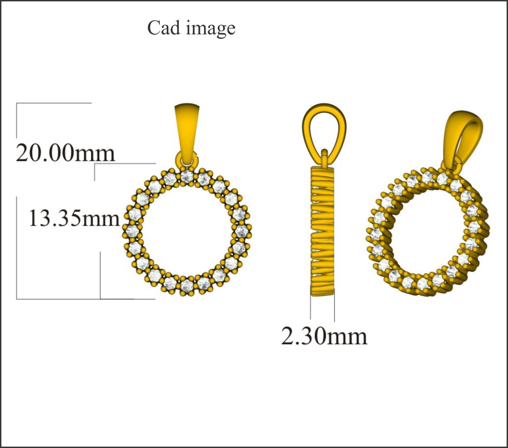 Sophistiqué et simple, ce pendentif circulaire en diamant deviendra certainement son préféré. Ornée de 20 diamants ronds en serti clos et réalisée en or jaune 14 carats. Le poids total du diamant est de 0,25 carat et il brille en couleur H-I, pureté