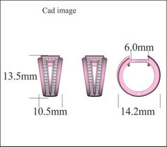 TJD 0.25 Carat Round Diamond V-Shape Huggie Hoop Earrings 14K Yellow Gold
