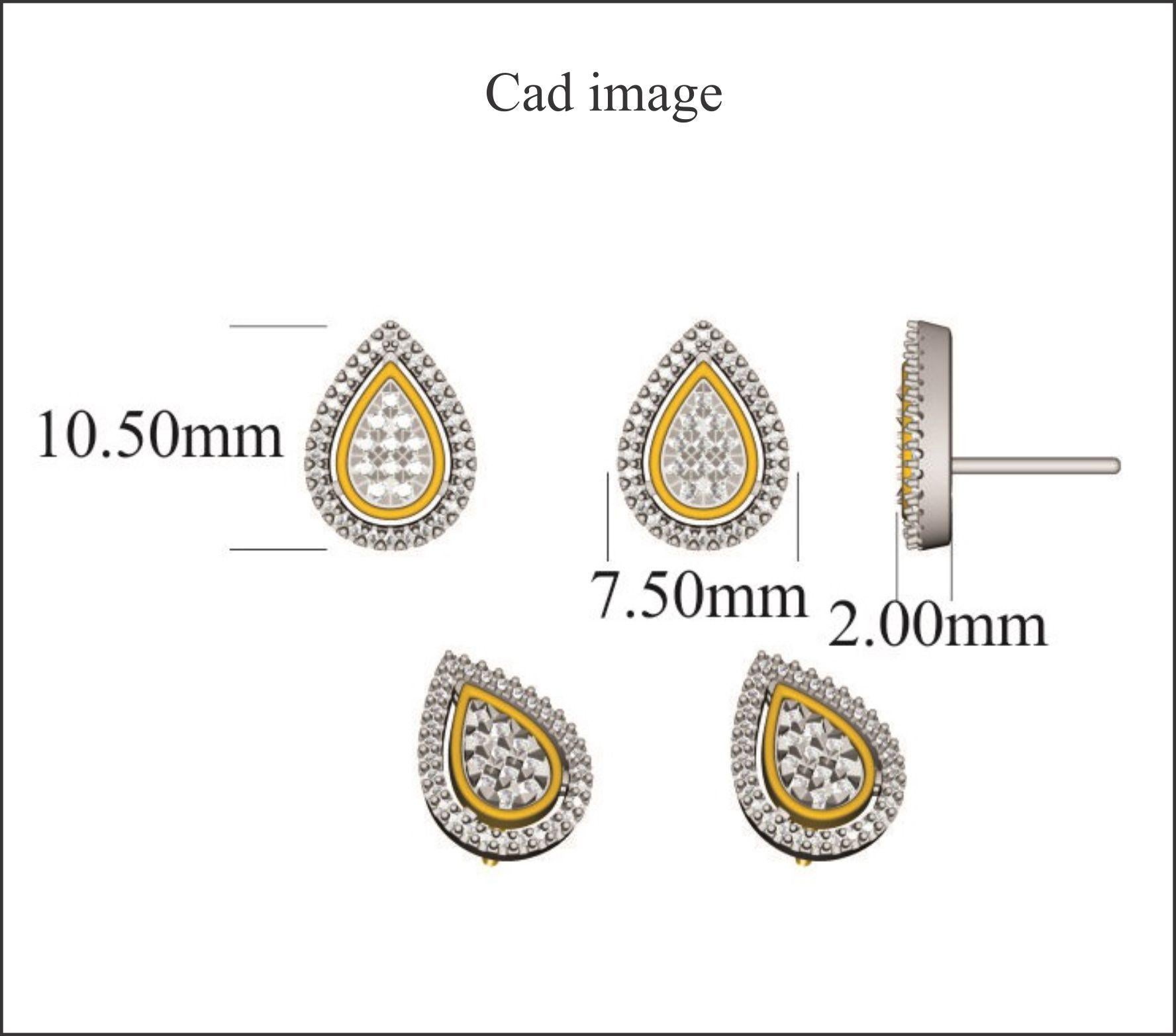 Ein glamouröser Look, perfekt für eine Nacht in der Stadt, diese tropfenförmigen Ohrstecker werden Sie begeistern. Der fachmännisch in 14K zweifarbigem Gold gefertigte Ohrring ist mit 82 runden Diamanten in Zacken- und Pflasterfassung besetzt und