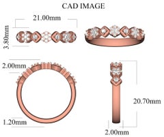 TJD 0.25 Carat Round Diamond 14KT Rose Gold Hexagonal Shape Wedding Band Ring