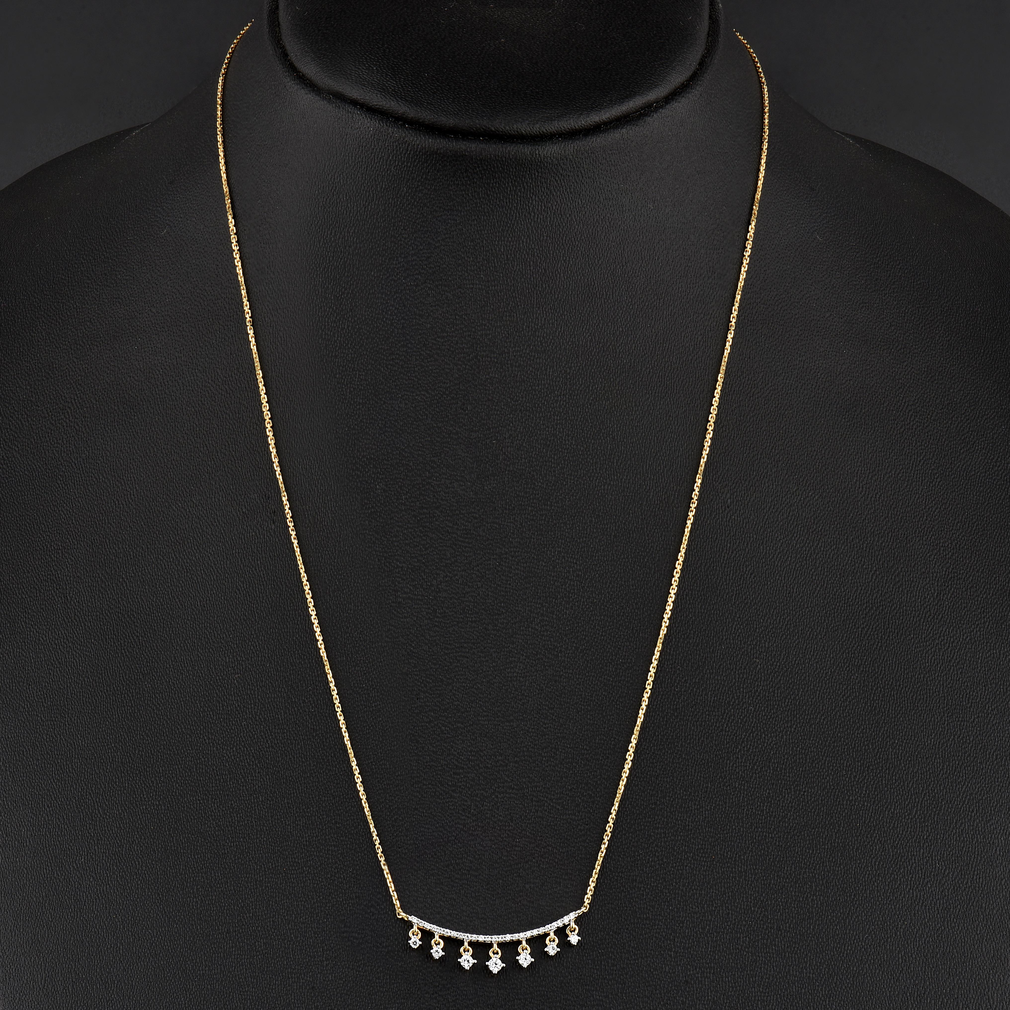TJD 0,25 Karat runder Diamant 18 Karat Gelbgold Designer Mode Halskette (Rundschliff) im Angebot