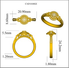 TJD 0.25 Carat Round Diamond Frame 14K White Gold Cluster Engagement Ring