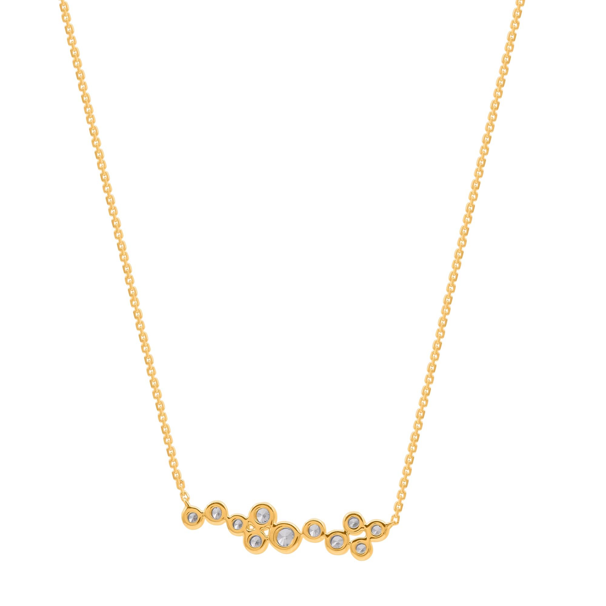 Modern TJD 0.25 Carat Round Natural Diamond 14KT Yellow Gold Fashion Necklace For Sale