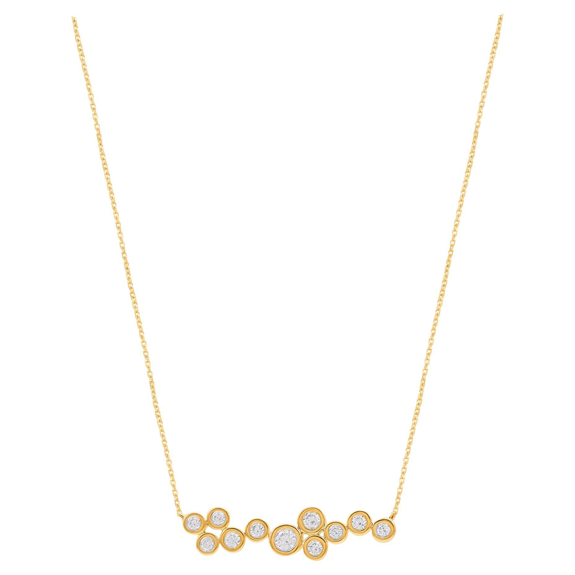 TJD 0.25 Carat Round Natural Diamond 14KT Yellow Gold Fashion Necklace