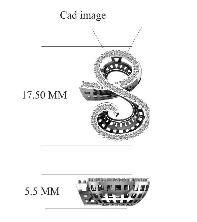 TJD 0,25 Karat S' Initial 3D Alphabet-Diamant-Anhänger aus 18 Karat Weißgold im Zustand „Neu“ im Angebot in New York, NY