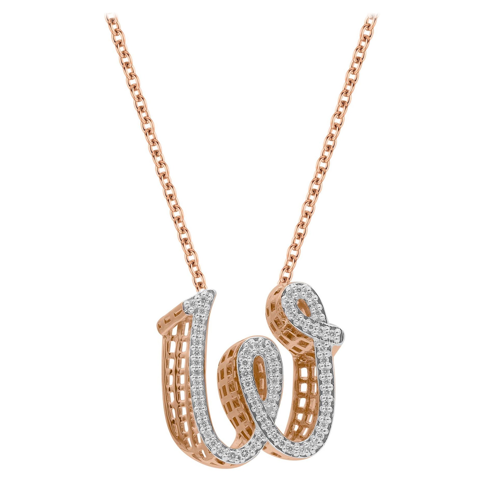 TJD 0.25 Carat W
 Initial 3D Alphabet Diamond Pendants in 18 Karat Rose Gold