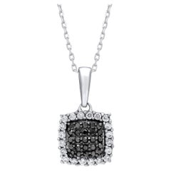 TJD 0.25 Carat White
Black Treated Diamond 14KT Gold Cushion Frame Pendant