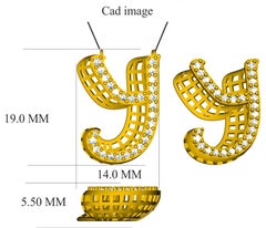 Ciondoli con diamanti dell'alfabeto 3D dell'iniziale Y' di TJD da 0,25 carati in oro rosa 18 carati