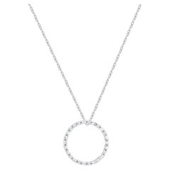 TJD 0.25 Ct Round 
Baguette Cut Diamond Open Circle Pendant 18 Karat White Gold