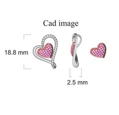 TJD 0.25Carat Nat. Pink Rosé & White Diamond 18K White Gold Double Heart Pendant