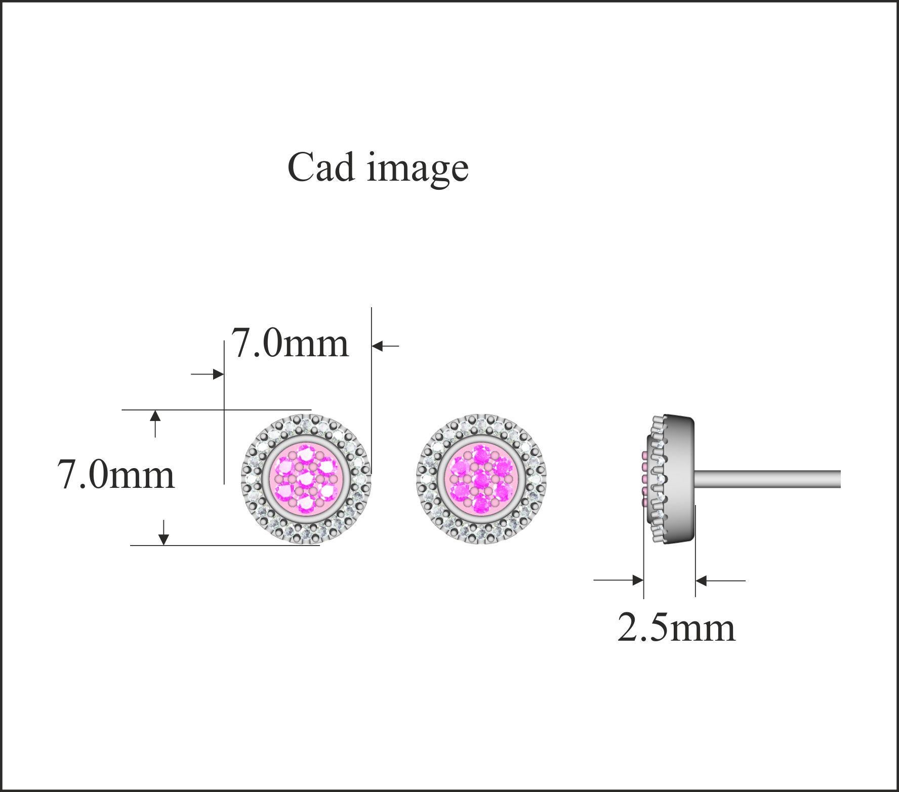Dieser kreisförmige Ohrstecker mit Diamantfassung aus massivem 18-karätigem Gold ist mit 40 runden weißen und 14 rosafarbenen Diamanten in Zackenfassung besetzt, Farbe H-I, Reinheit I2. Diese funkelnden Ohrringe bestechen durch 0,25 Karat Diamanten