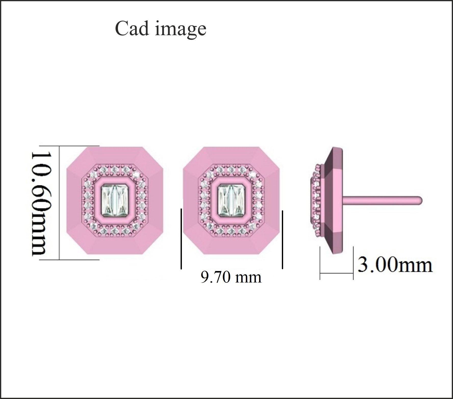 Abbellisci il tuo abbigliamento formale con un tocco di gloria in più indossando questi orecchini con montatura a cuscino. Realizzato con maestria in oro rosa 14 carati,  L'orecchino è abilmente riempito con 36 diamanti rotondi e 4 baguette